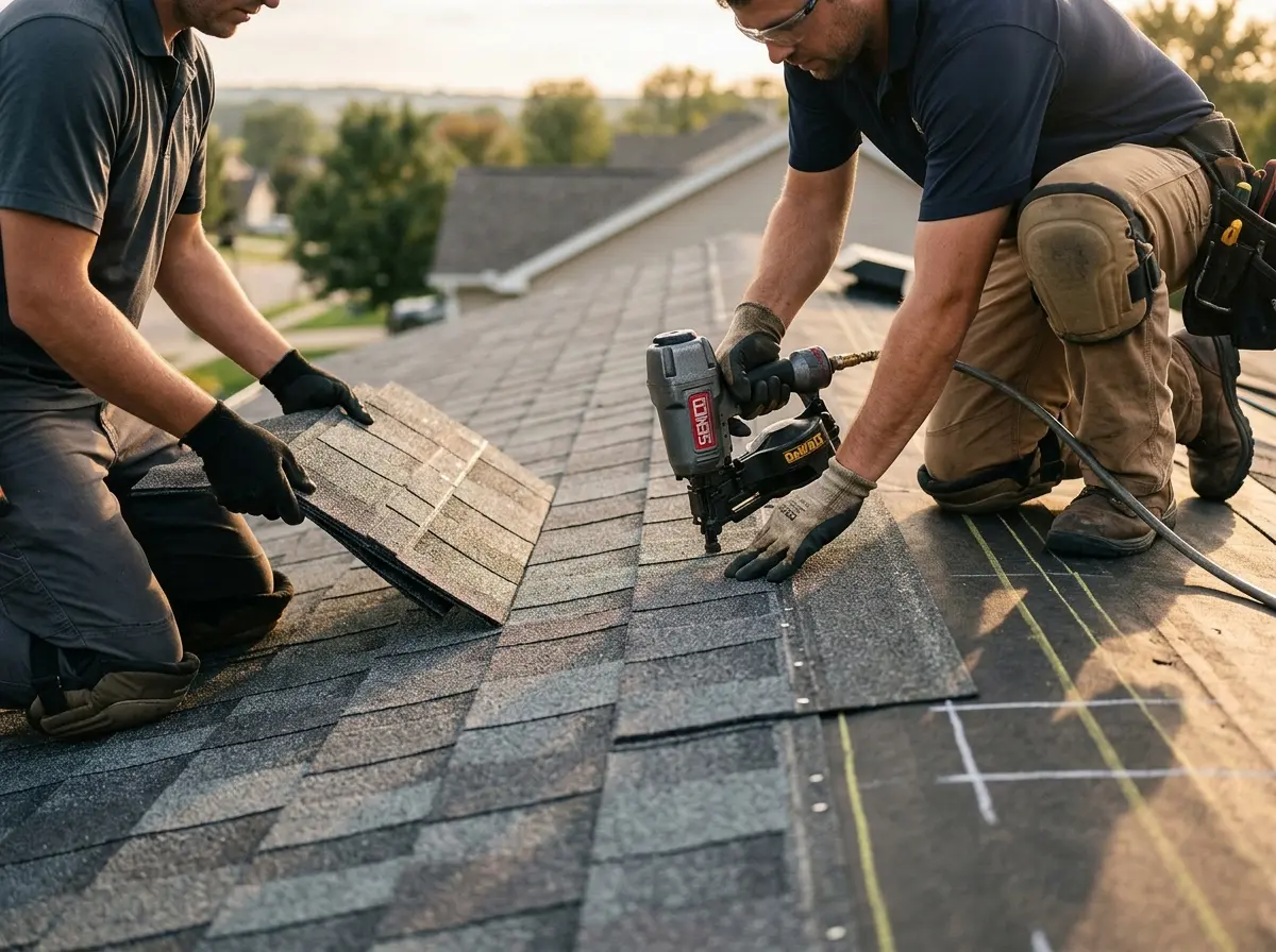 Professional roofer working on a residential roof in Hobart